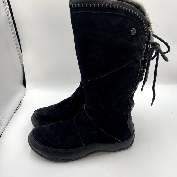 North Face Janey Black Suede Waterproof Women Snow Winter Boots Primaloft 7.5 - Picture 2 of 9